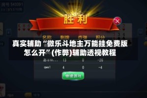 真实辅助“微乐斗地主万能挂免费版怎么开”(作弊)辅助透视教程