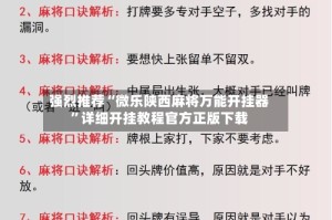 强烈推荐“微乐陕西麻将万能开挂器”详细开挂教程官方正版下载