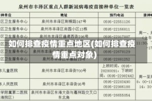 如何排查疫情重点地区(如何排查疫情重点对象)