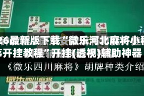 2026最新版下载“微乐河北麻将小程序开挂教程”开挂(透视)辅助神器