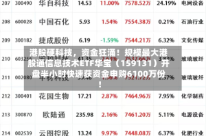 港股硬科技，资金狂涌！规模最大港股通信息技术ETF华宝（159131）开盘半小时快速获资金申购6100万份！
