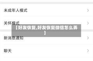 【好友恢复,好友恢复微信怎么弄】