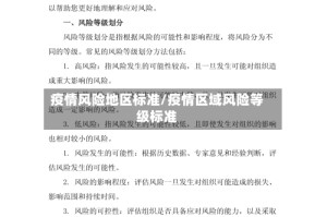 疫情风险地区标准/疫情区域风险等级标准