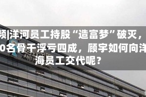 视频|洋河员工持股“造富梦”破灭，5100名骨干浮亏四成，顾宇如何向洋海员工交代呢？
