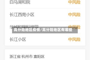 高分险地区疫情/高分险地区有哪些