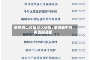 孝感肺炎疫情地区通报/孝感新型肺炎最新通报