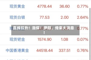 直线拉升！涨停！伊朗，传来大消息！