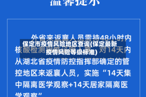 保定市疫情风险地区查询(保定最新疫情风险等级标准)