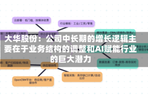 大华股份：公司中长期的增长逻辑主要在于业务结构的调整和AI赋能行业的巨大潜力