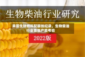 美国生物燃料配额创纪录，生物柴油行业面临产能考验