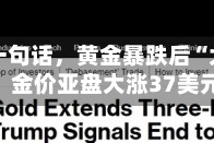 特朗普一句话，黄金暴跌后“大变脸”！金价亚盘大涨37美元