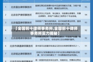【全国前十律师事务所,全国前十律师事务所实力揭秘】