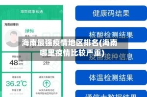 海南最强疫情地区排名(海南哪里疫情比较严重)
