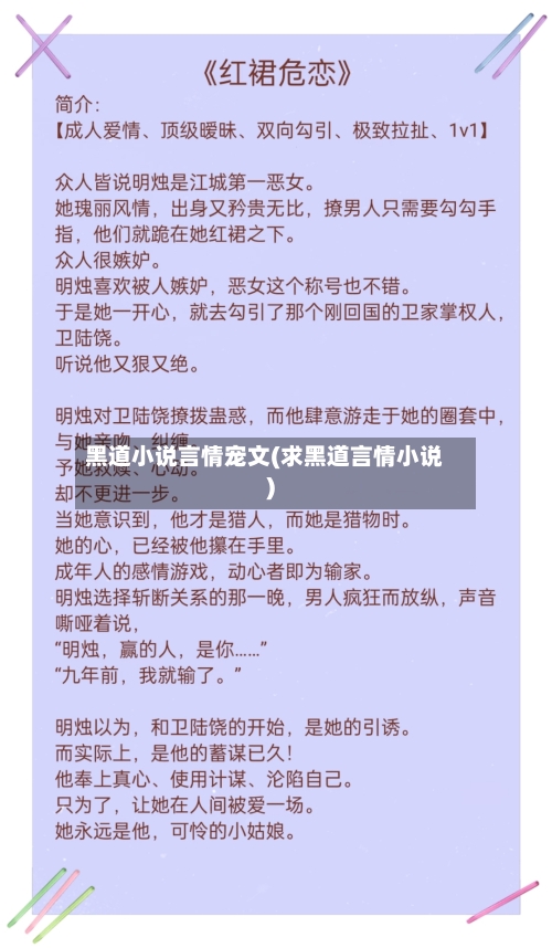 黑道小说言情宠文(求黑道言情小说)-第2张图片