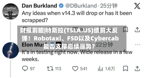 财报前瞻|特斯拉(TSLA.US)绩前大反弹！Robotaxi、FSD以及Cybercab能否支撑后续涨势？-第1张图片