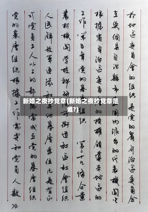 新婚之夜抄党章(新婚之夜抄党章是谁?)-第1张图片