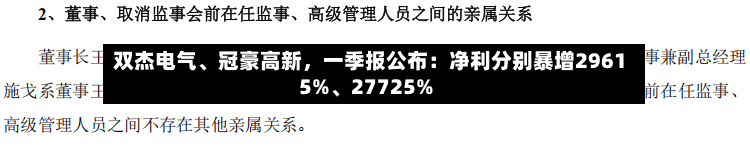 双杰电气	、冠豪高新，一季报公布：净利分别暴增29615%、27725%-第3张图片