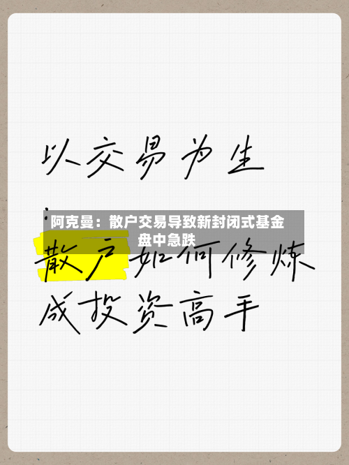 阿克曼：散户交易导致新封闭式基金盘中急跌-第3张图片