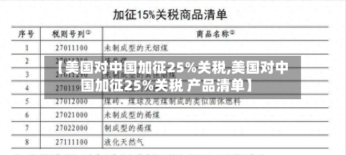 【美国对中国加征25%关税,美国对中国加征25%关税 产品清单】-第1张图片