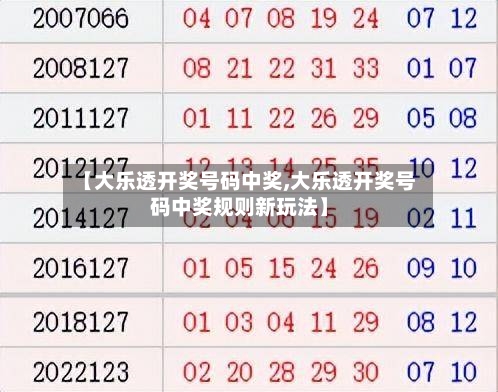 【大乐透开奖号码中奖,大乐透开奖号码中奖规则新玩法】-第2张图片
