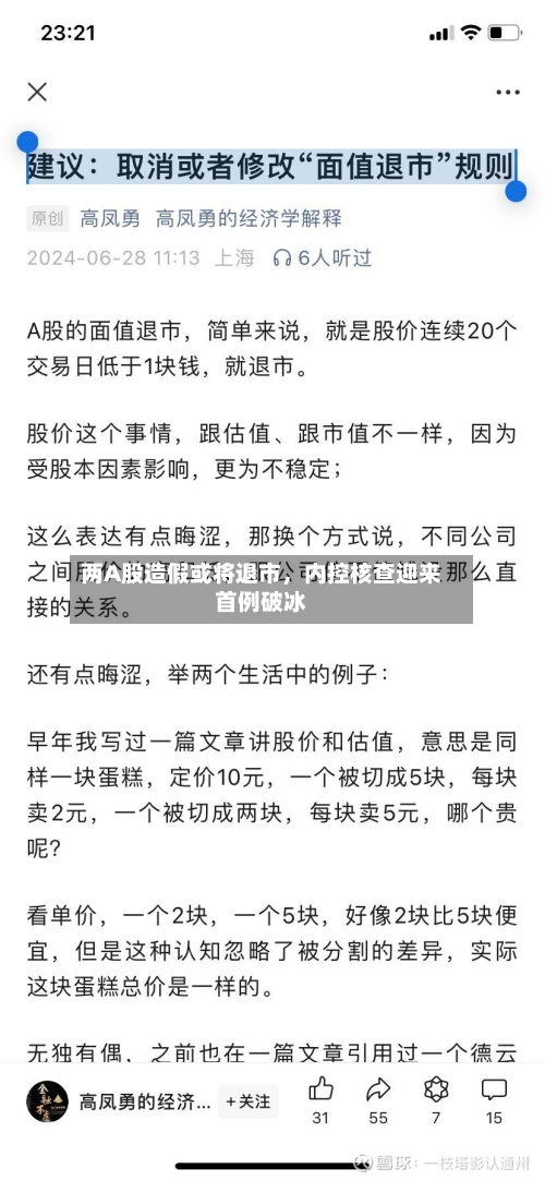 两A股造假或将退市	，内控核查迎来首例破冰-第1张图片