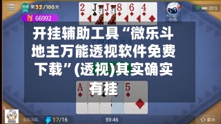 开挂辅助工具“微乐斗地主万能透视软件免费下载	”(透视)其实确实有挂-第1张图片